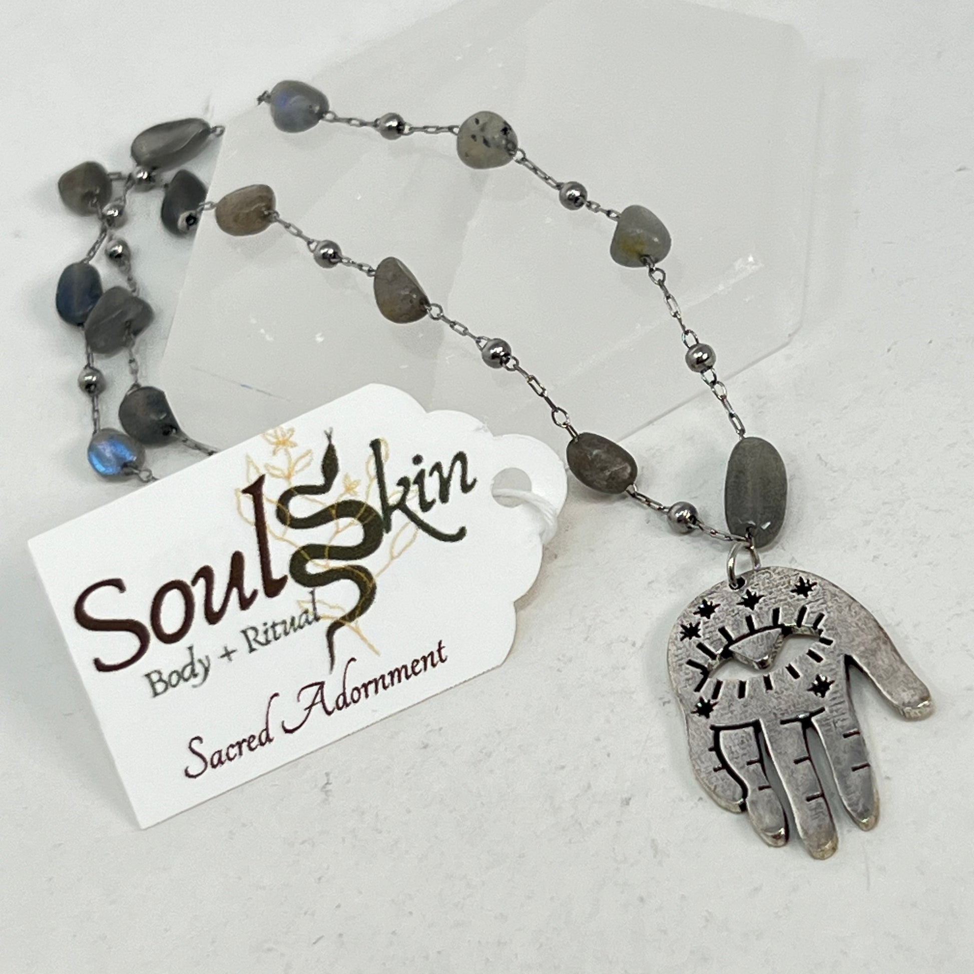 Necklace by SoukSkin - Labradorite & PALMISTRY Pendant