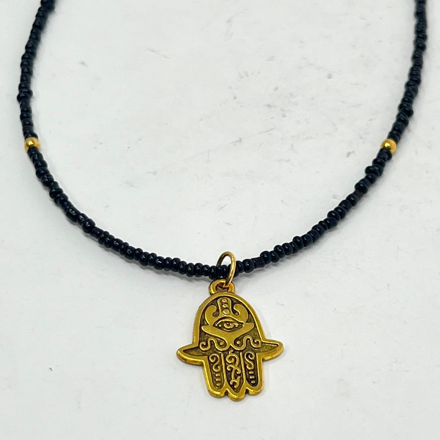Necklace by SoulSkin - Hamsa/Healing Hand Beaded