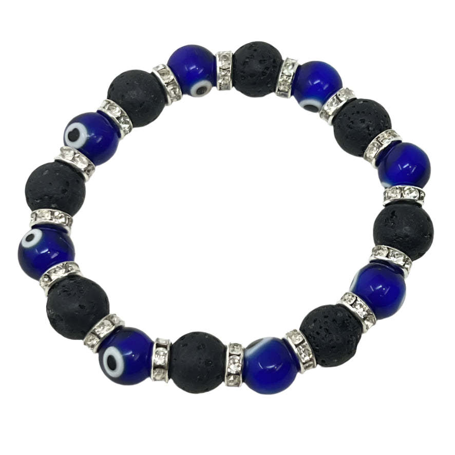 Bracelet - Evil Eye Glass & Lava Stone