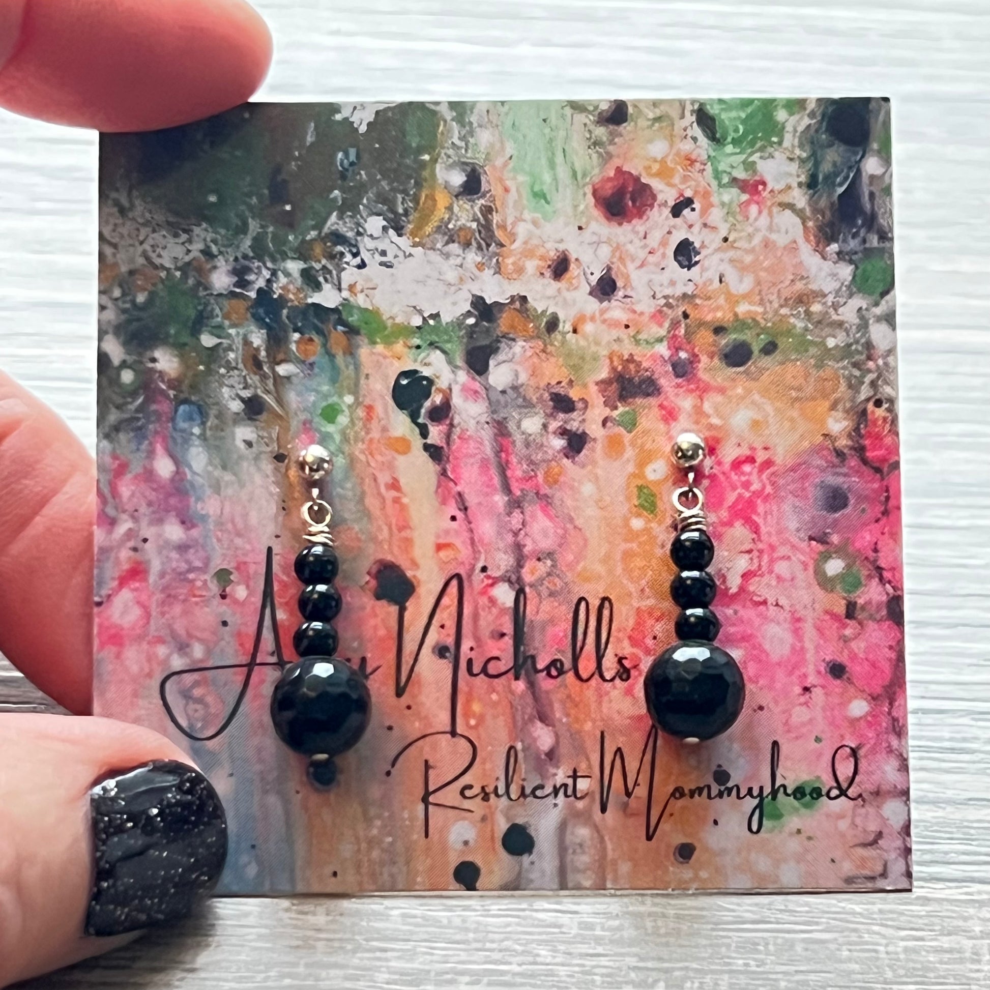 Earrings by Amy Nicholls - Black Onyx (Silver)