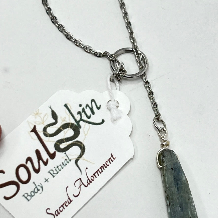 Necklace by SoulSkin - Kyanite Crystal (Lariat Gemstone Pendant)