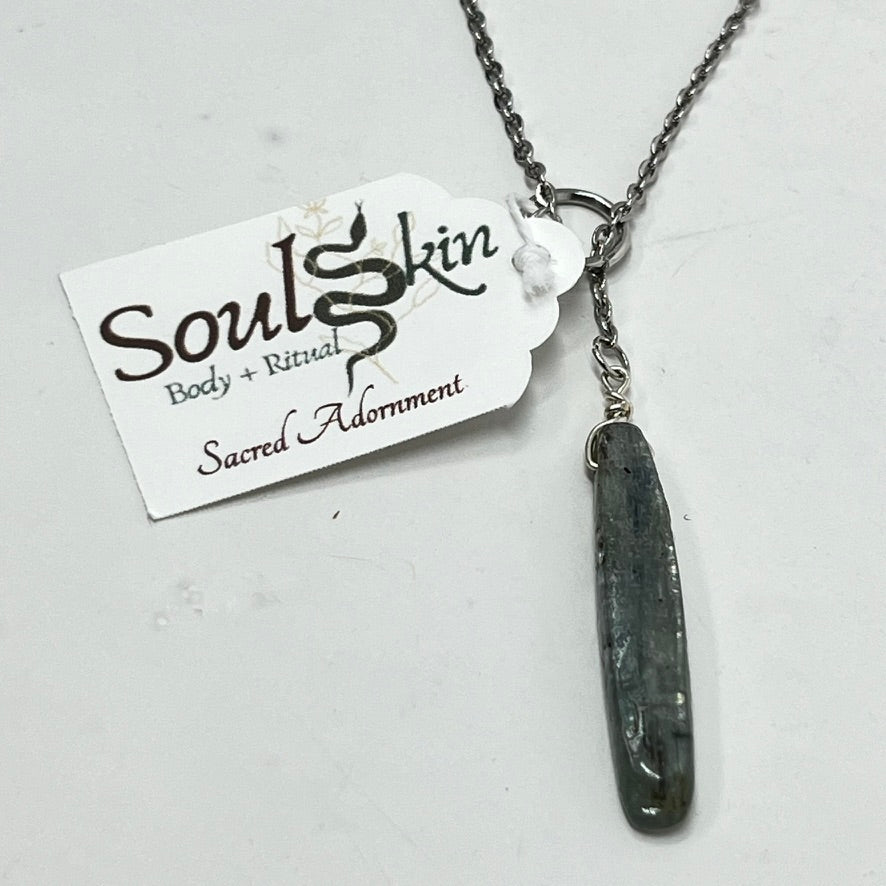 Necklace by SoulSkin - Kyanite Crystal (Lariat Gemstone Pendant)