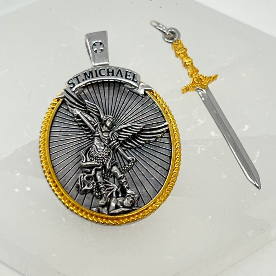 Pendant - Sterling Silver Archangel Michael & Sword