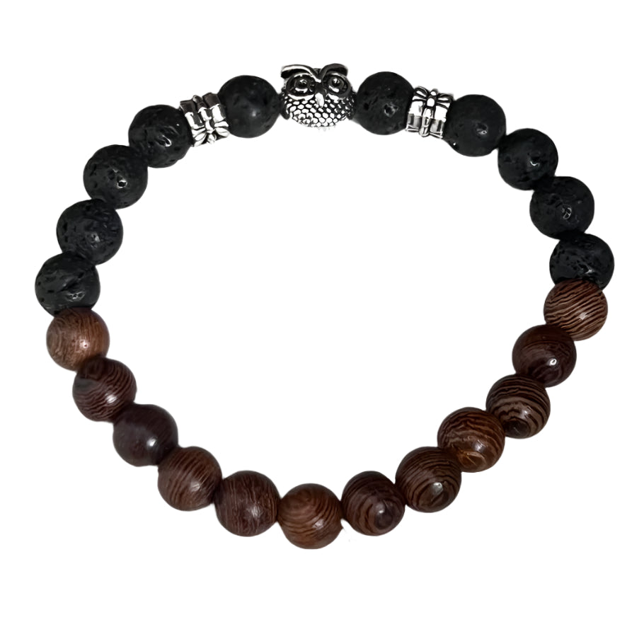 Bracelet - Lava Bead & Owl Head