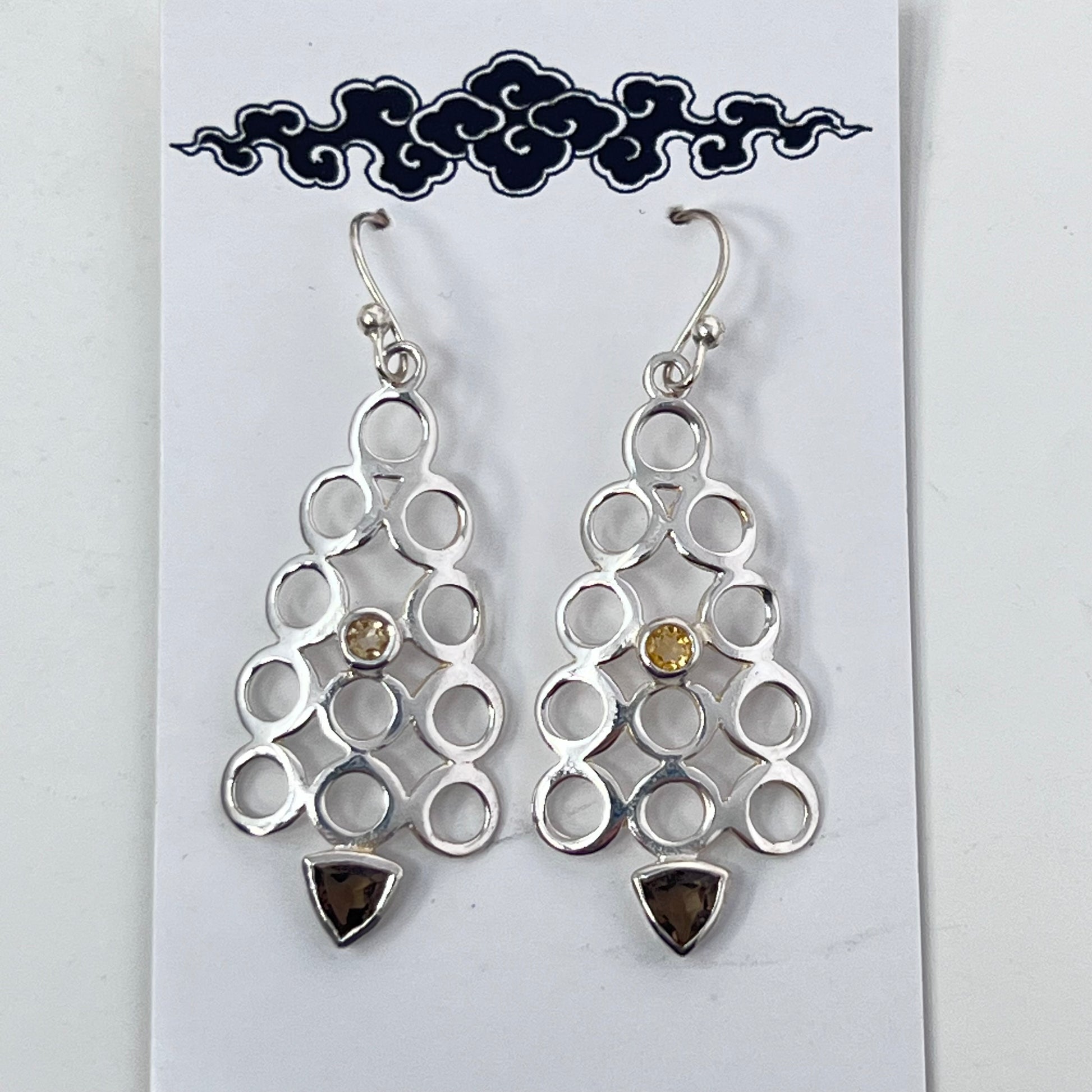 Earrings - Citrine & Smoky Quartz