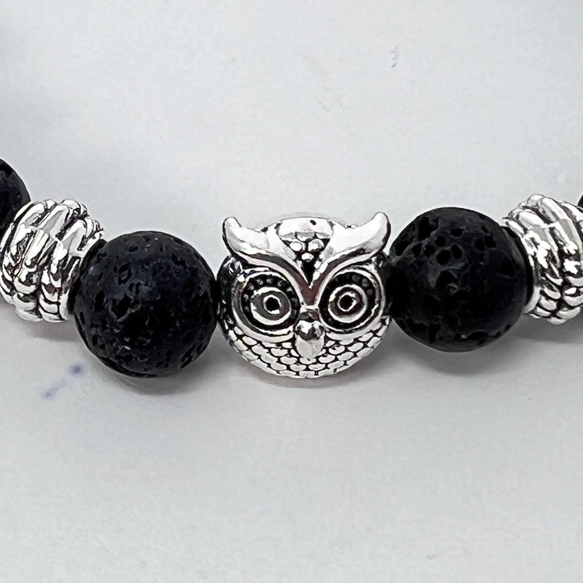 Bracelet - Lava Bead & Owl Head