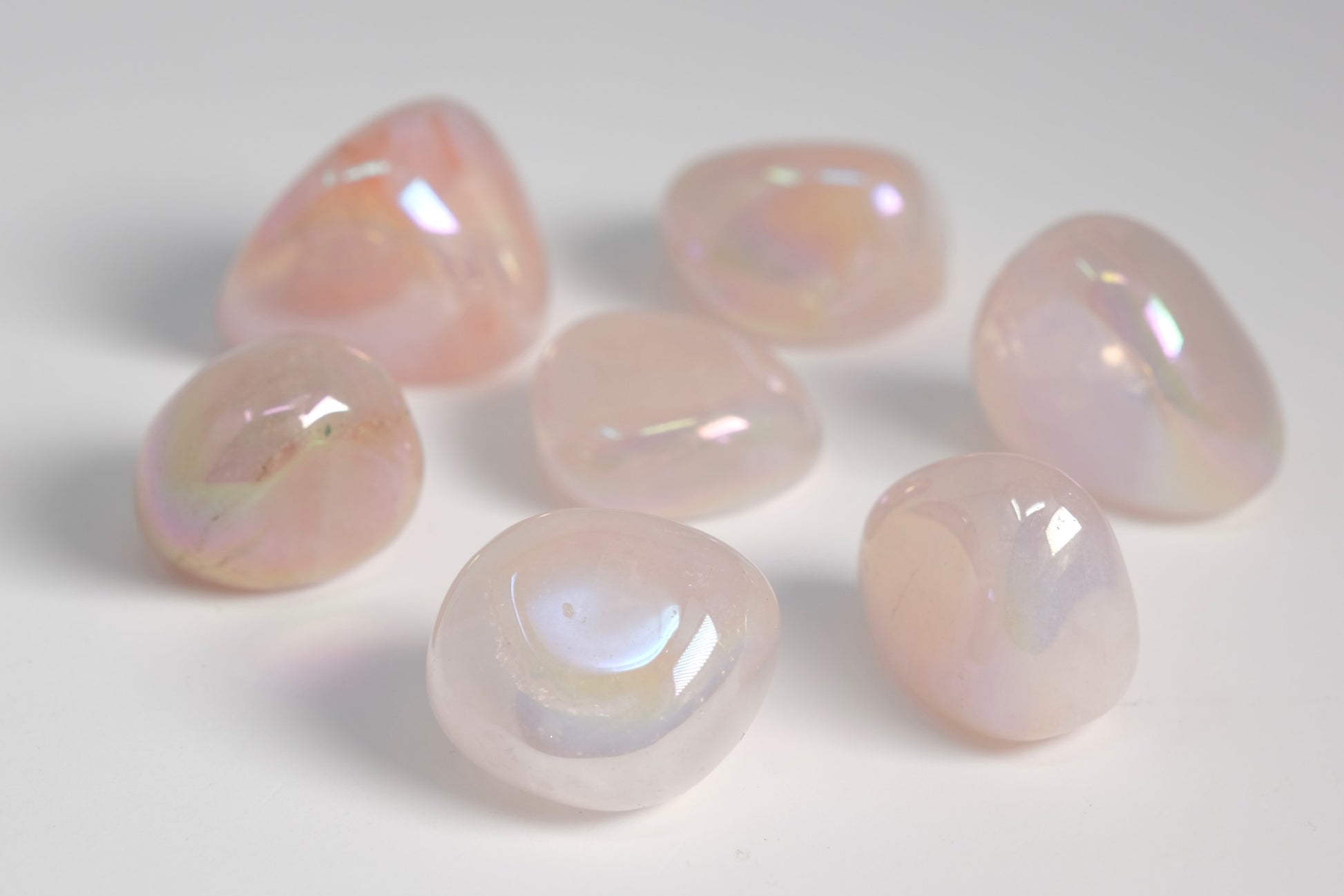 Rose Quartz Rainbow Aura - Tumbled