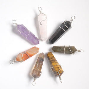 Wire Wrapped Crystal Pendant (18 Options)