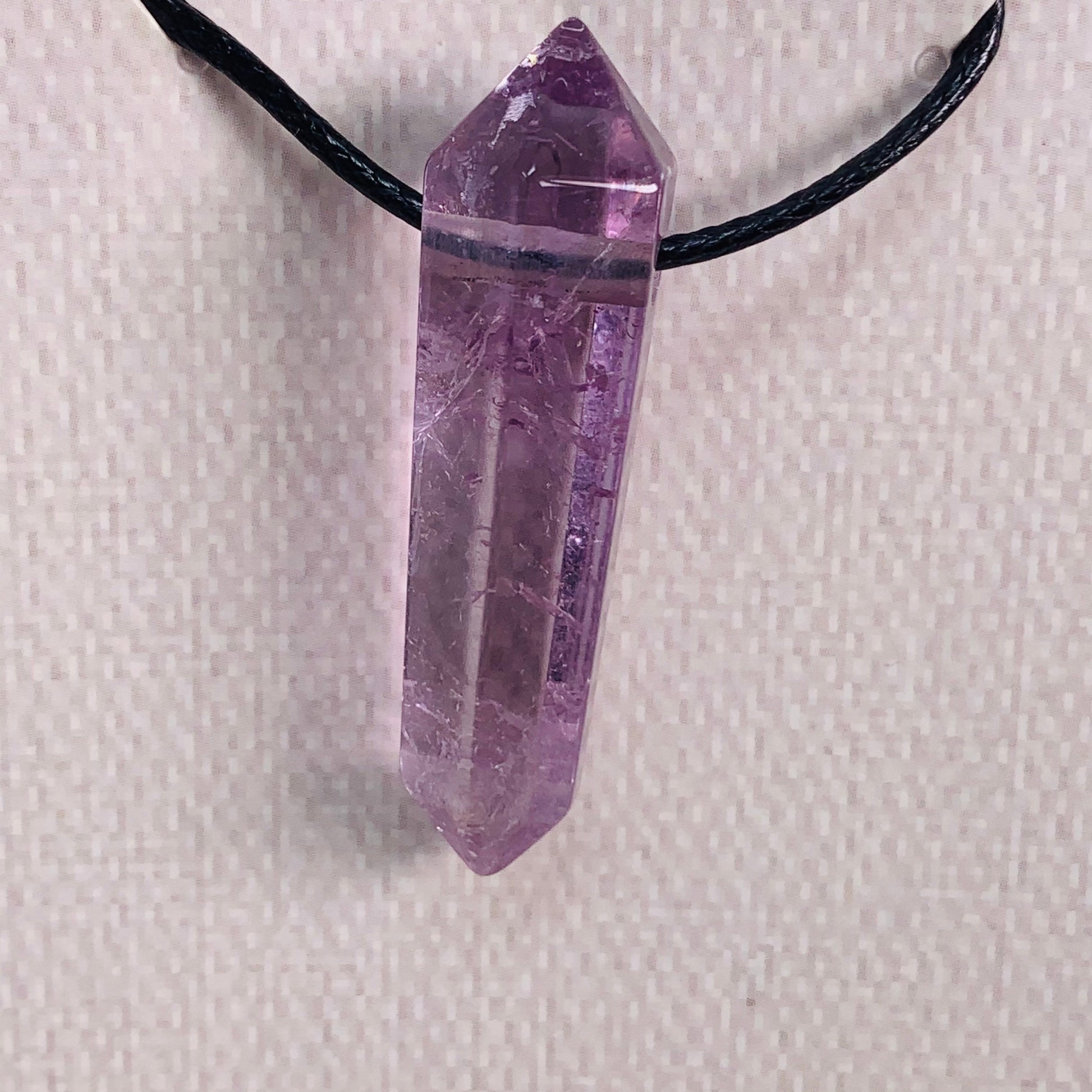 Amethyst Point Pendant on Black Cord