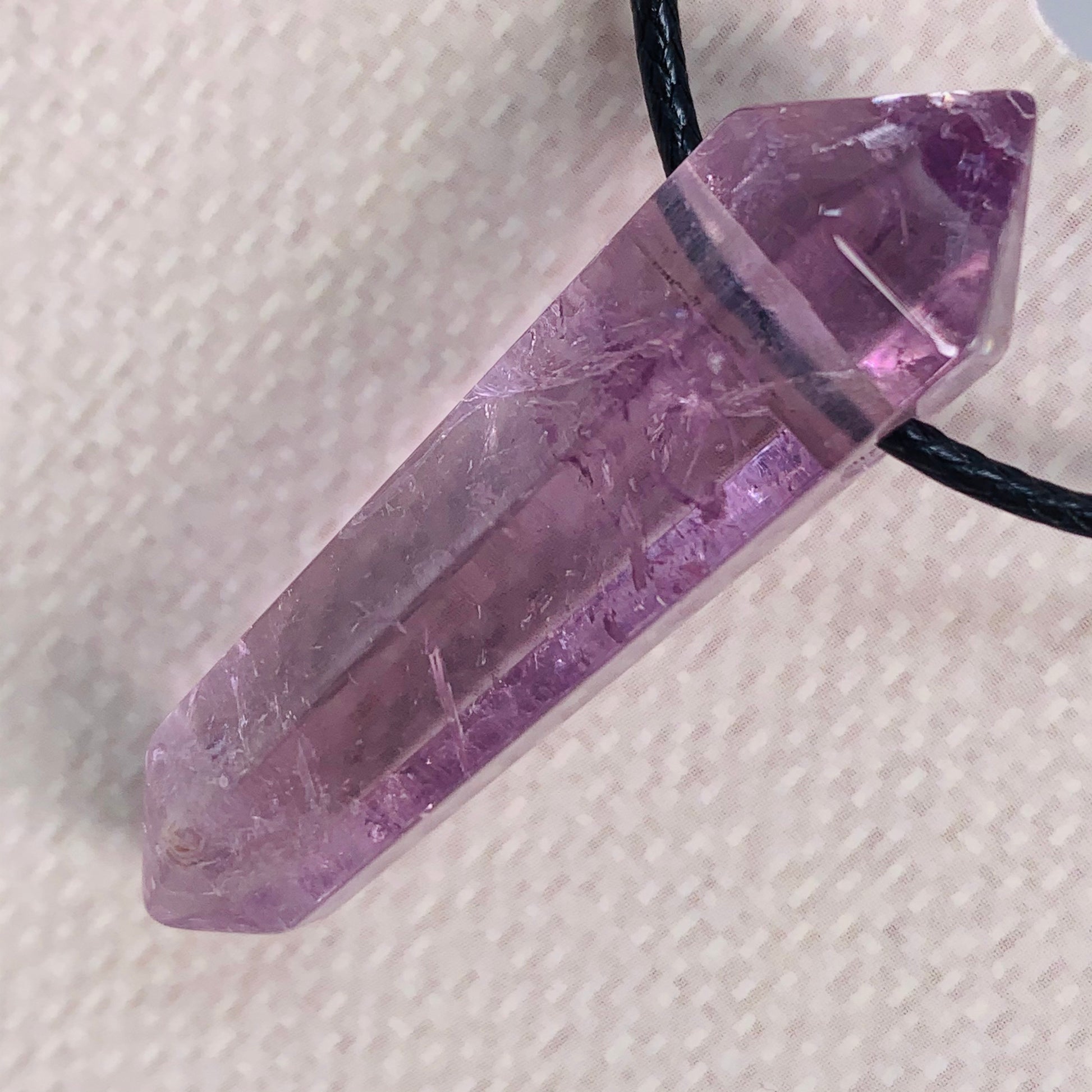 Amethyst Point Pendant on Black Cord