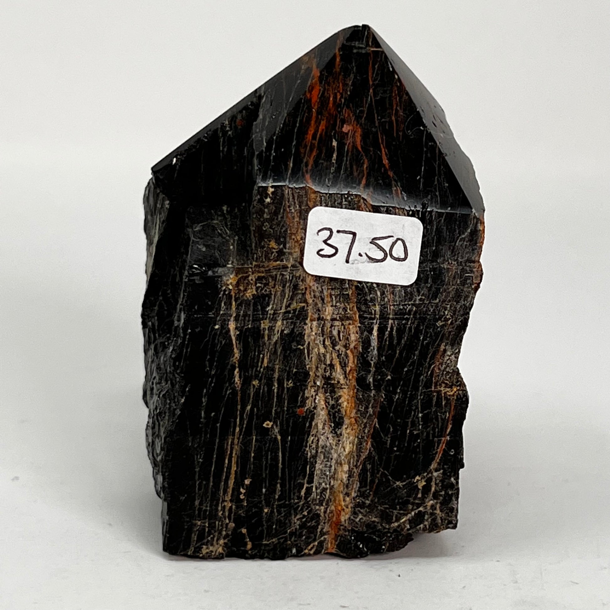 Black Tourmaline with Iron - Rough Base/Polished Top