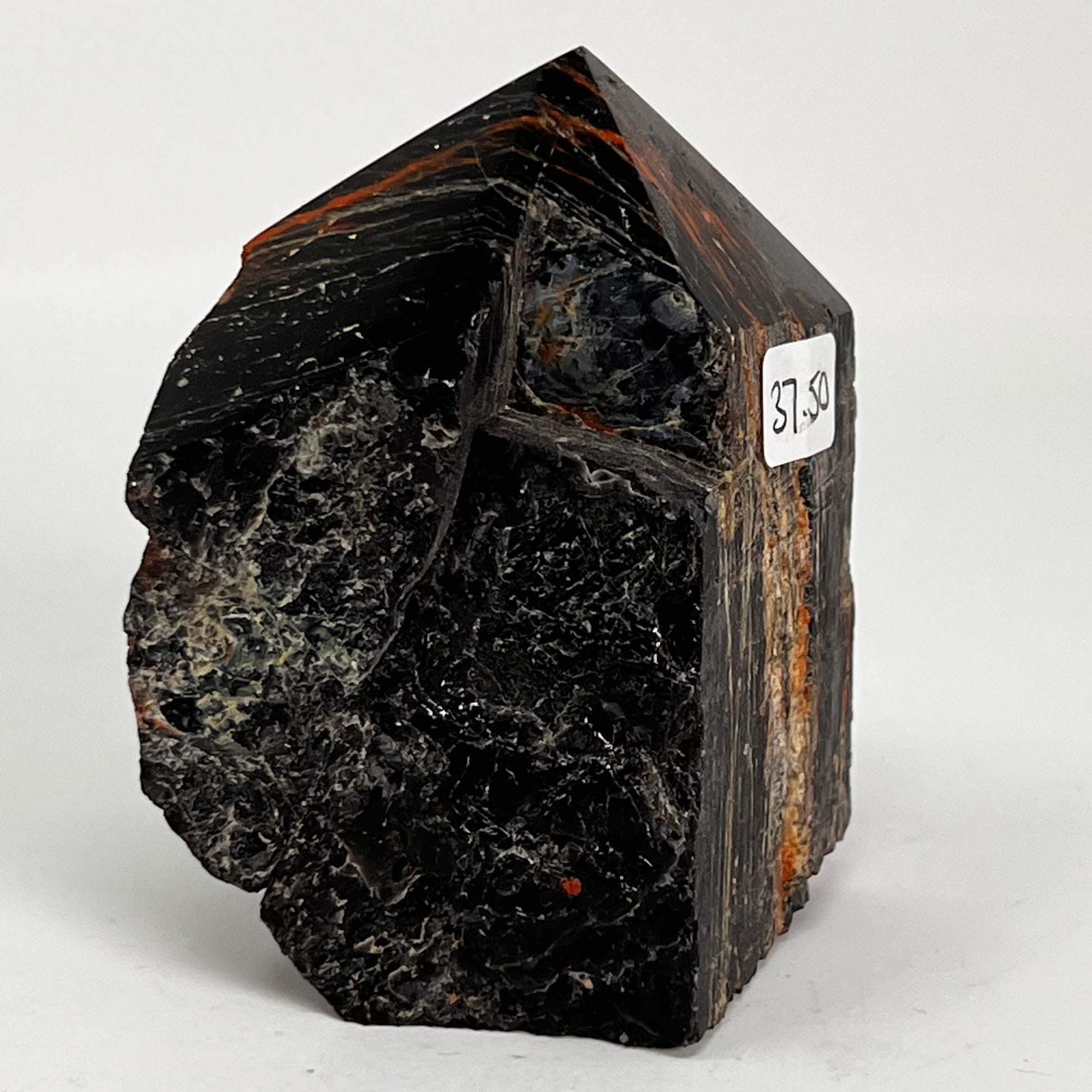 Black Tourmaline with Iron - Rough Base/Polished Top
