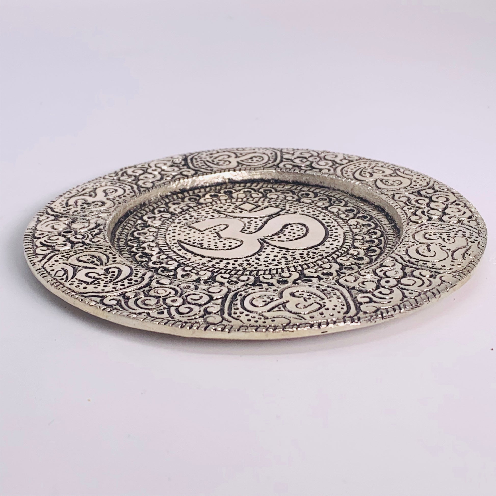Candle Plate - Om Recycled Metal