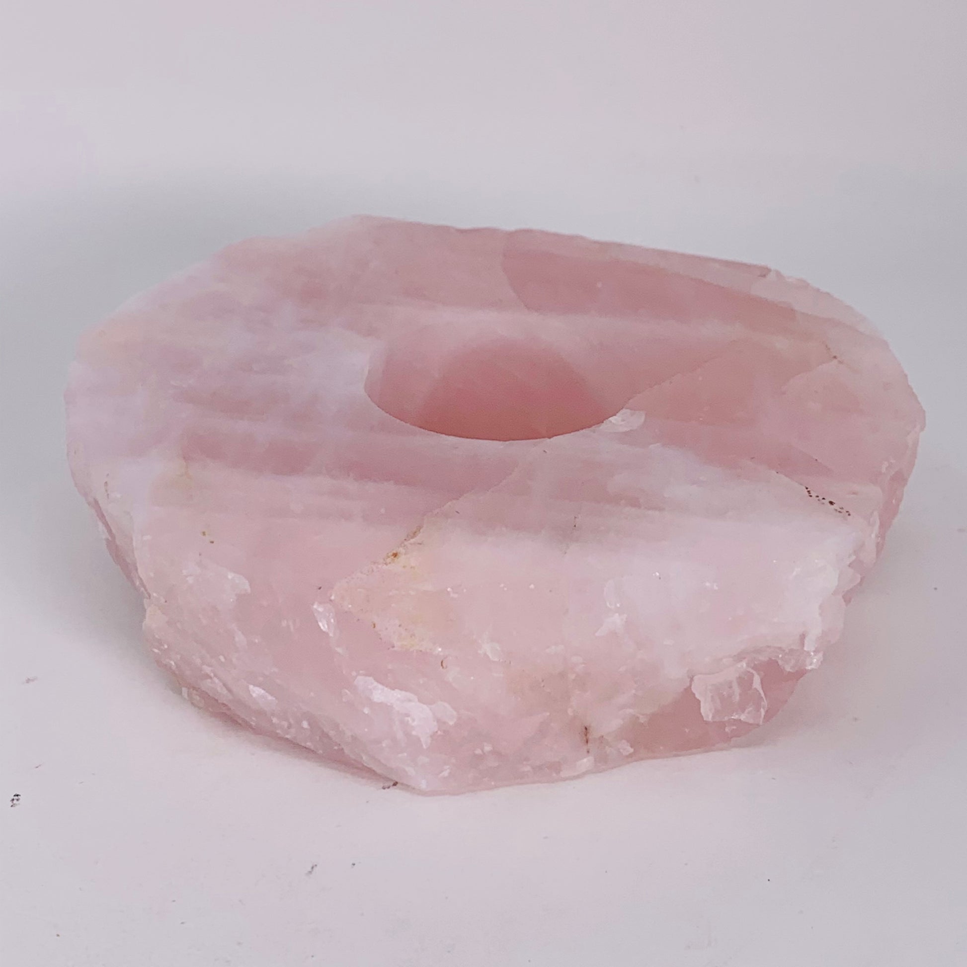 Rose Quartz Candle (Tealight) Holder - Polished Slab