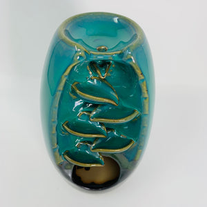Backflow Burner - Ceramic (blue/green) "Cascading Leaves"