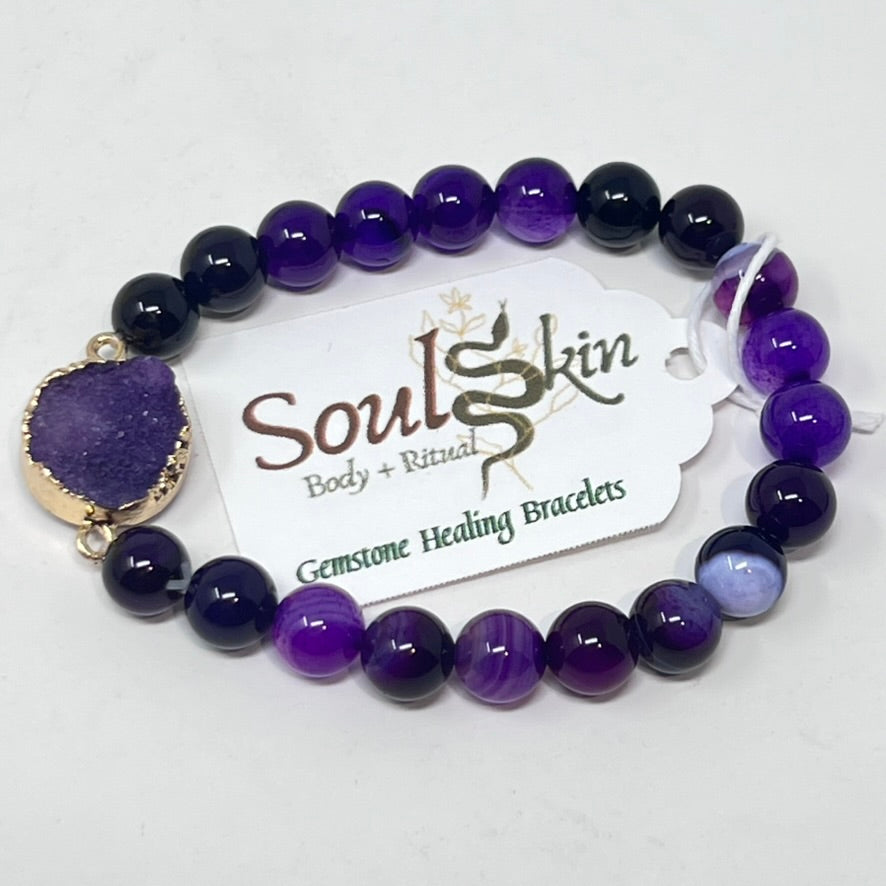 Bracelet by SoulSkin - Amethyst & Druzy