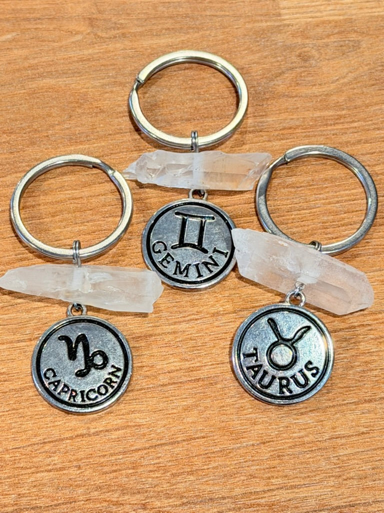 Zodiac Keychain with Quartz Point