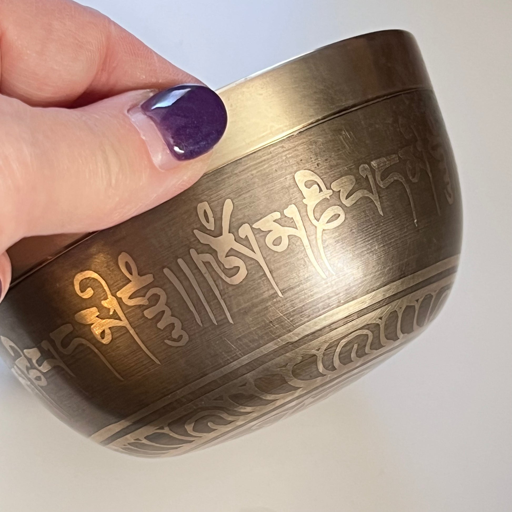 Singing Bowl  - Machine Etched Includes Wood Stick