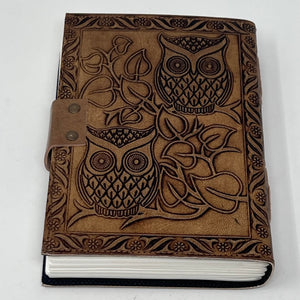 Leather Journal with lock - Owls