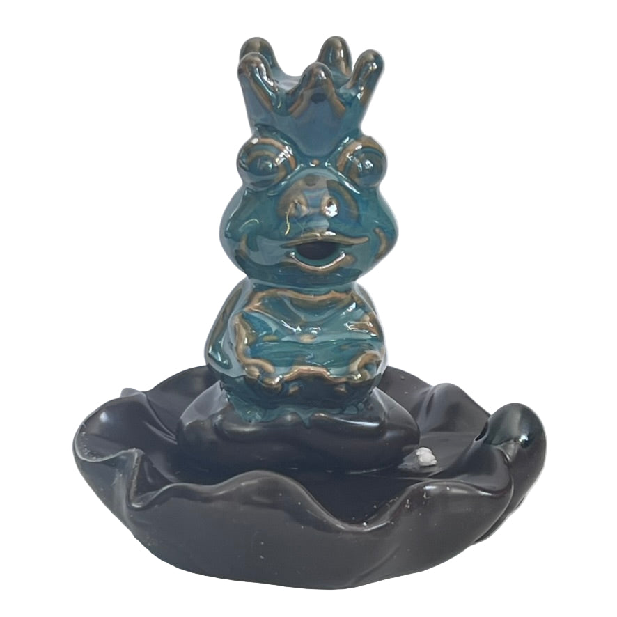 Incense Holder - Ceramic Backflow Burner - Meditating Frog