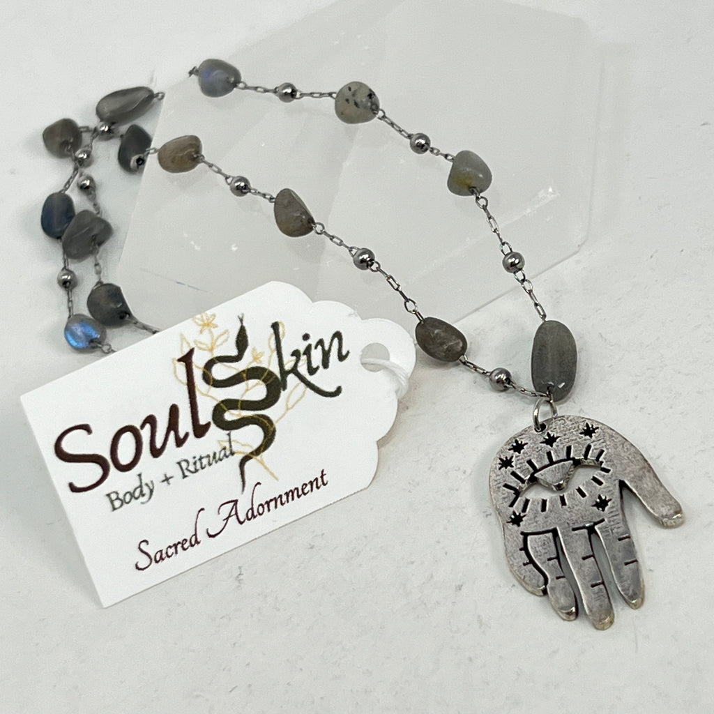 Necklace by SoukSkin - Labradorite & PALMISTRY Pendant