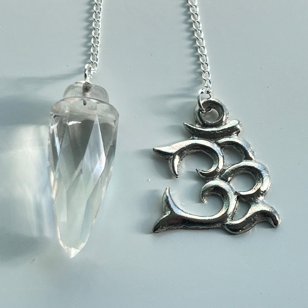 Pendulum - Faceted Clear Quartz with Om