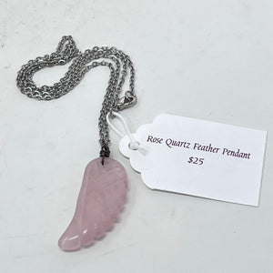 Necklace by SoulSkin - Rose Quartz Feather