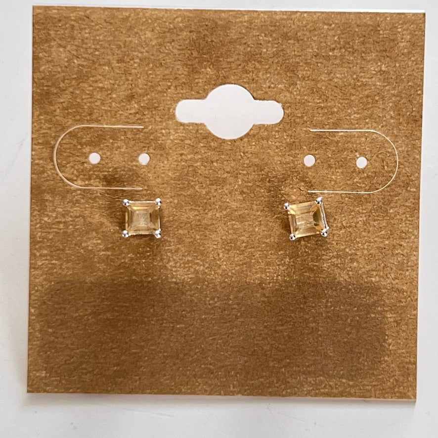 Earrings - Citrine (square)