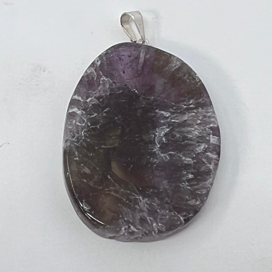 Pendant - Super Seven Slice (on silver plated bail)