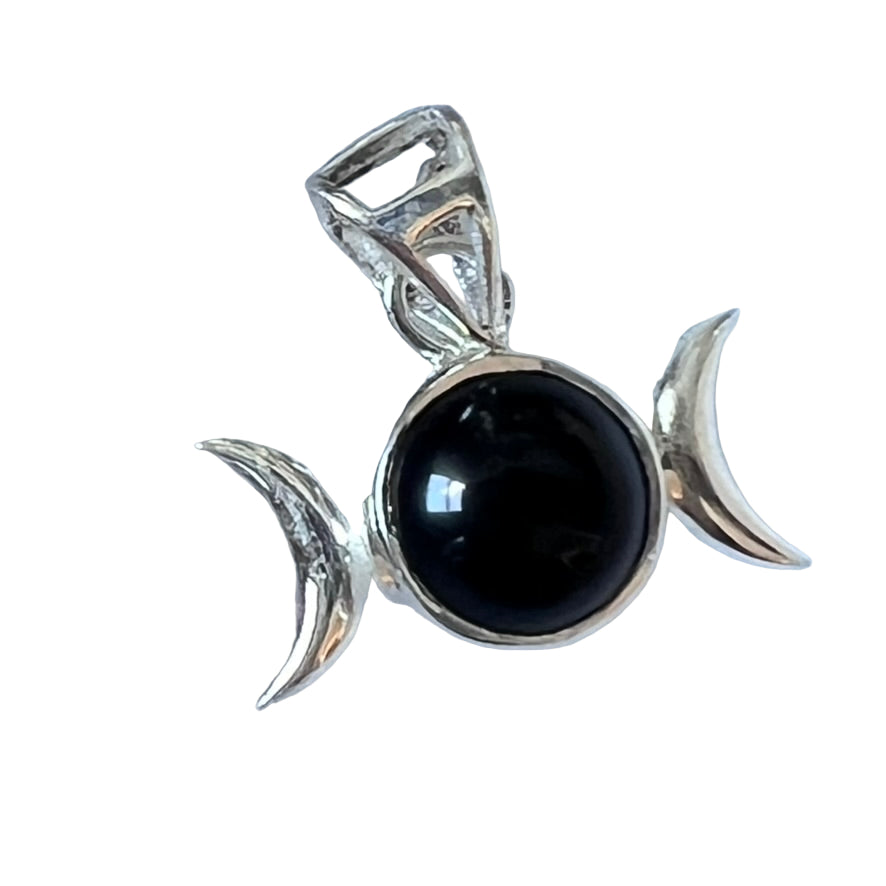 Sterling Silver Pendant - Triple Moon Black Onyx