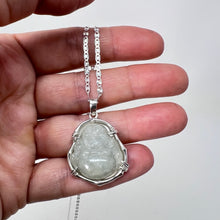 Load image into Gallery viewer, Quartz &amp; Canary Bamboo Buddha Necklace in Jade on Sterling Silver Chain
