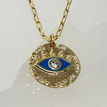 Load image into Gallery viewer, Quartz &amp; Canary Oceans Evil Eye Necklace - Gold Filled
