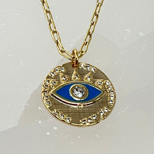 Quartz & Canary Oceans Evil Eye Necklace - Gold Filled