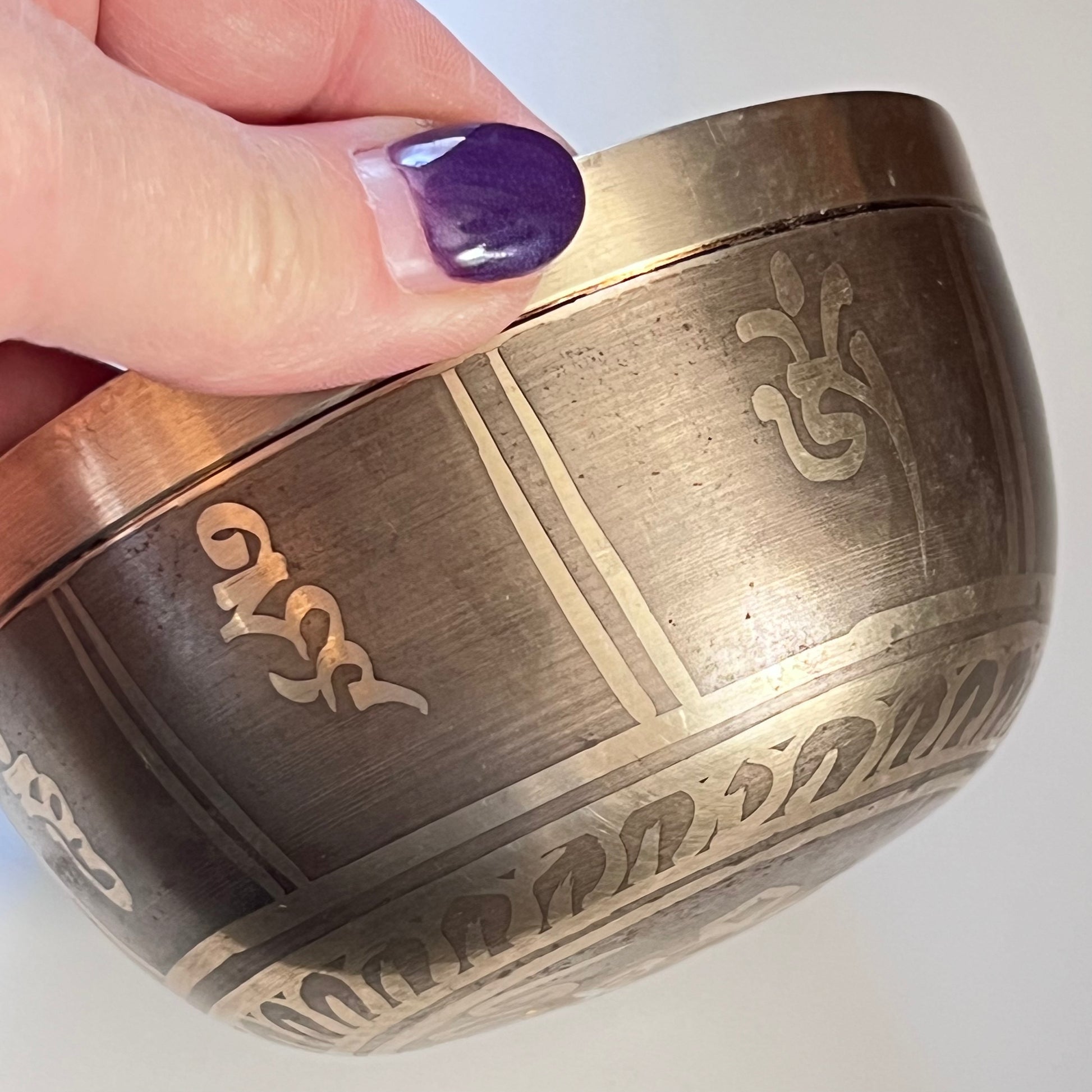 Singing Bowl  - Machine Etched Includes Wood Stick