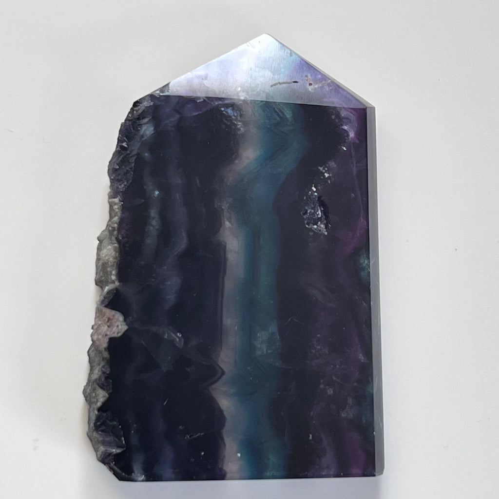 Rainbow Fluorite Slice with Rough Edge - $108