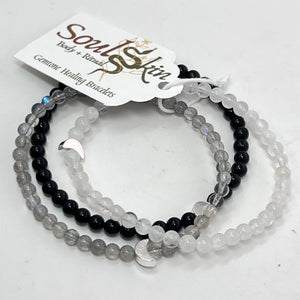 Bracelet by SoulSkin - Affirmation Set (Moonstone Labradorite Black Onyx)