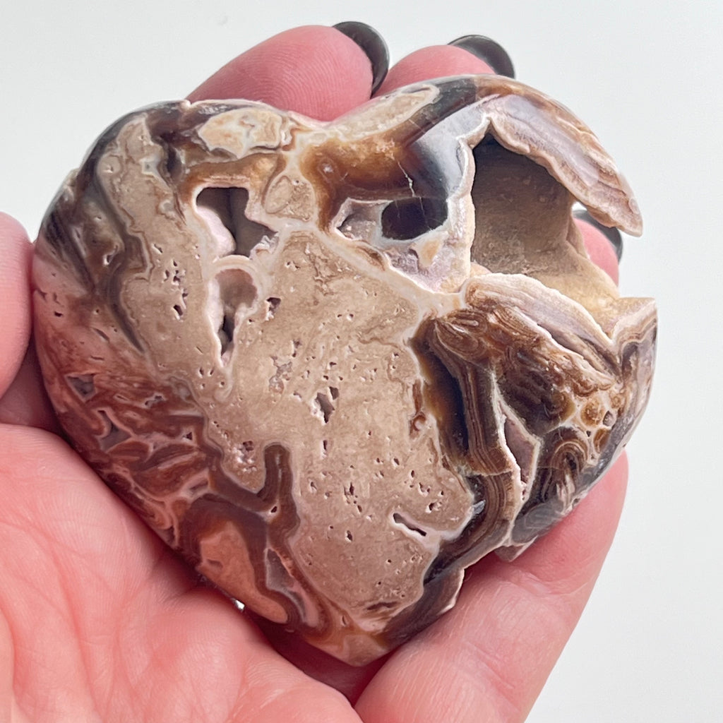 Crazy Lace Agate (Brown Variety) - Puffy Heart (Natural/Polished)
