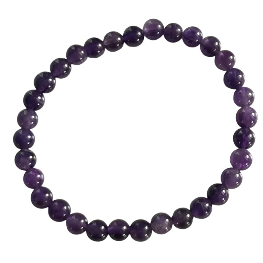 Bracelet - Amethyst Round Bead - 6mm