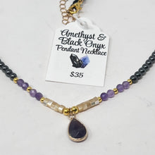 Load image into Gallery viewer, Amethyst &amp; Black Onyx Pendant Necklace by SoulSkin
