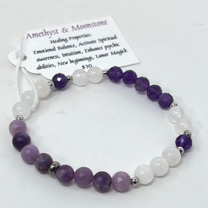 Bracelet by SoulSkin - Amethyst & Moonstone
