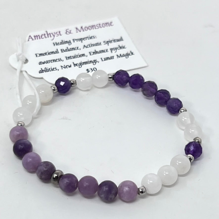Bracelet by SoulSkin - Amethyst & Moonstone