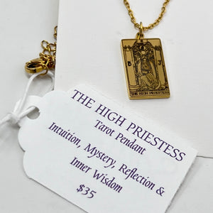 Tarot Pendant - The HIgh Priestess (Gold Plated Stainless Steel)