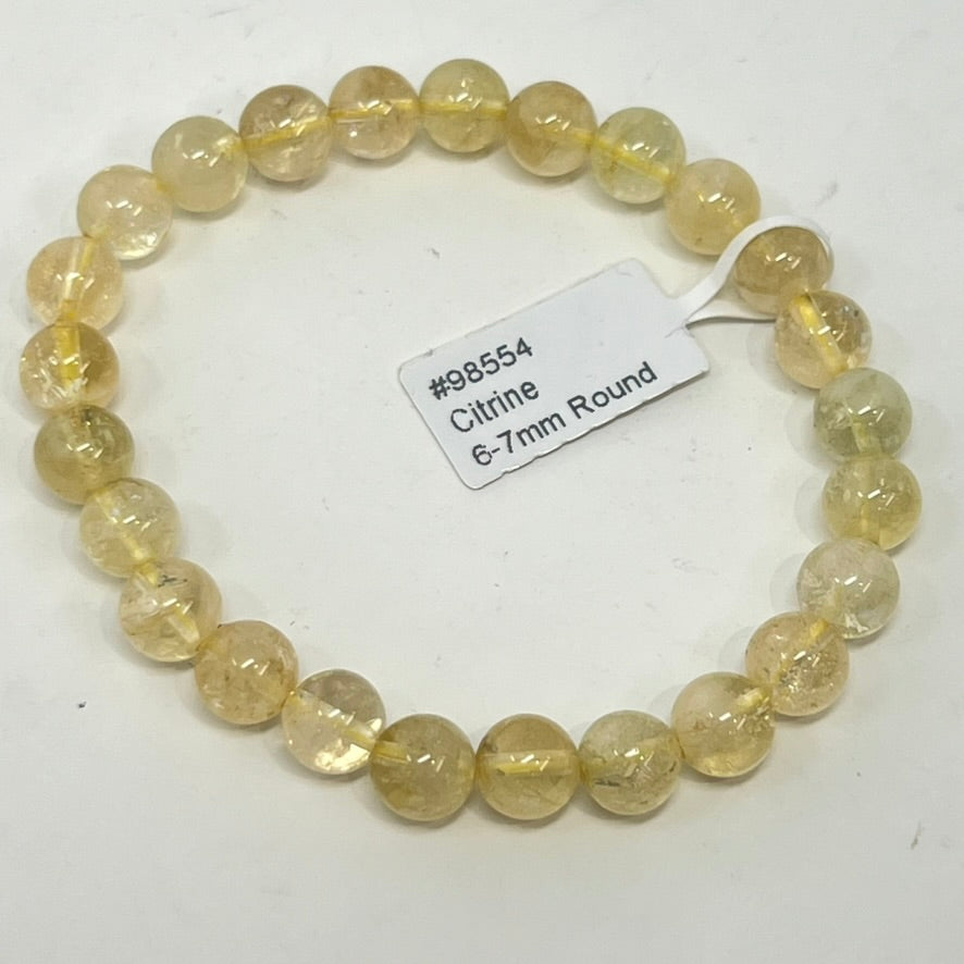 Bracelet - Citrine Round Bead 6-7mm
