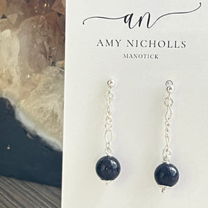Earrings by Amy Nicholls - Blue Goldstone on Sterling Silver