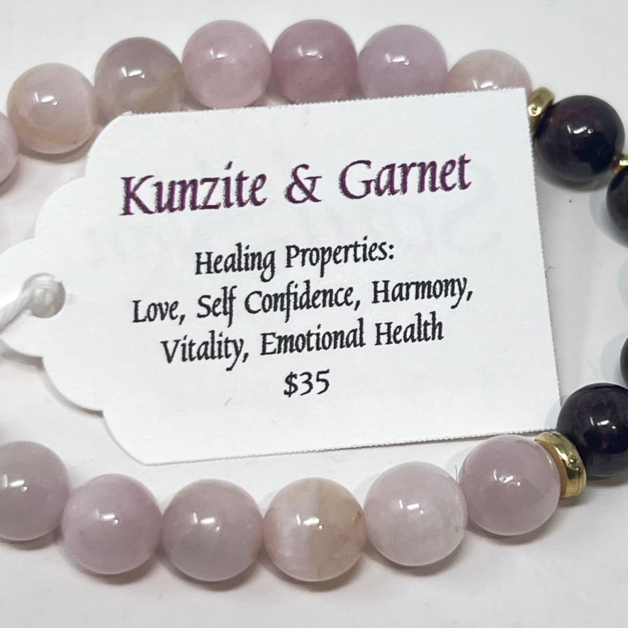 Bracelet by SoulSkin - Kunzite & Garnet