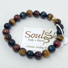 Load image into Gallery viewer, Bracelet by SoulSkin - Red Blue &amp; Gold Tigers Eye
