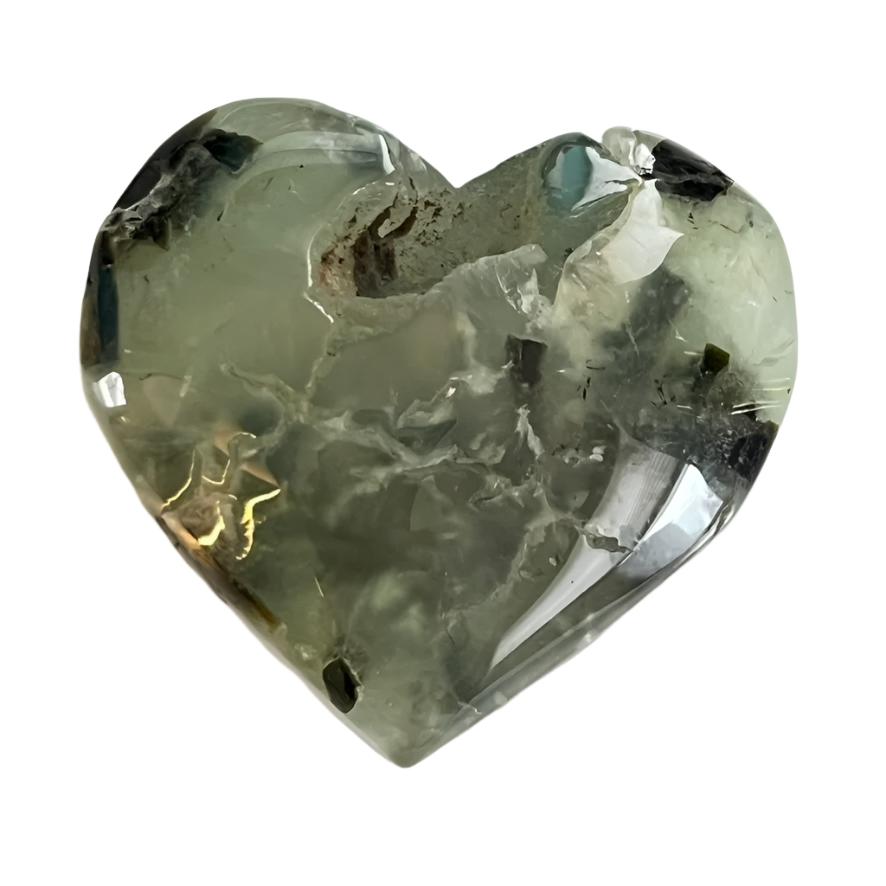Prehnite (with Tourmaline) - Heart