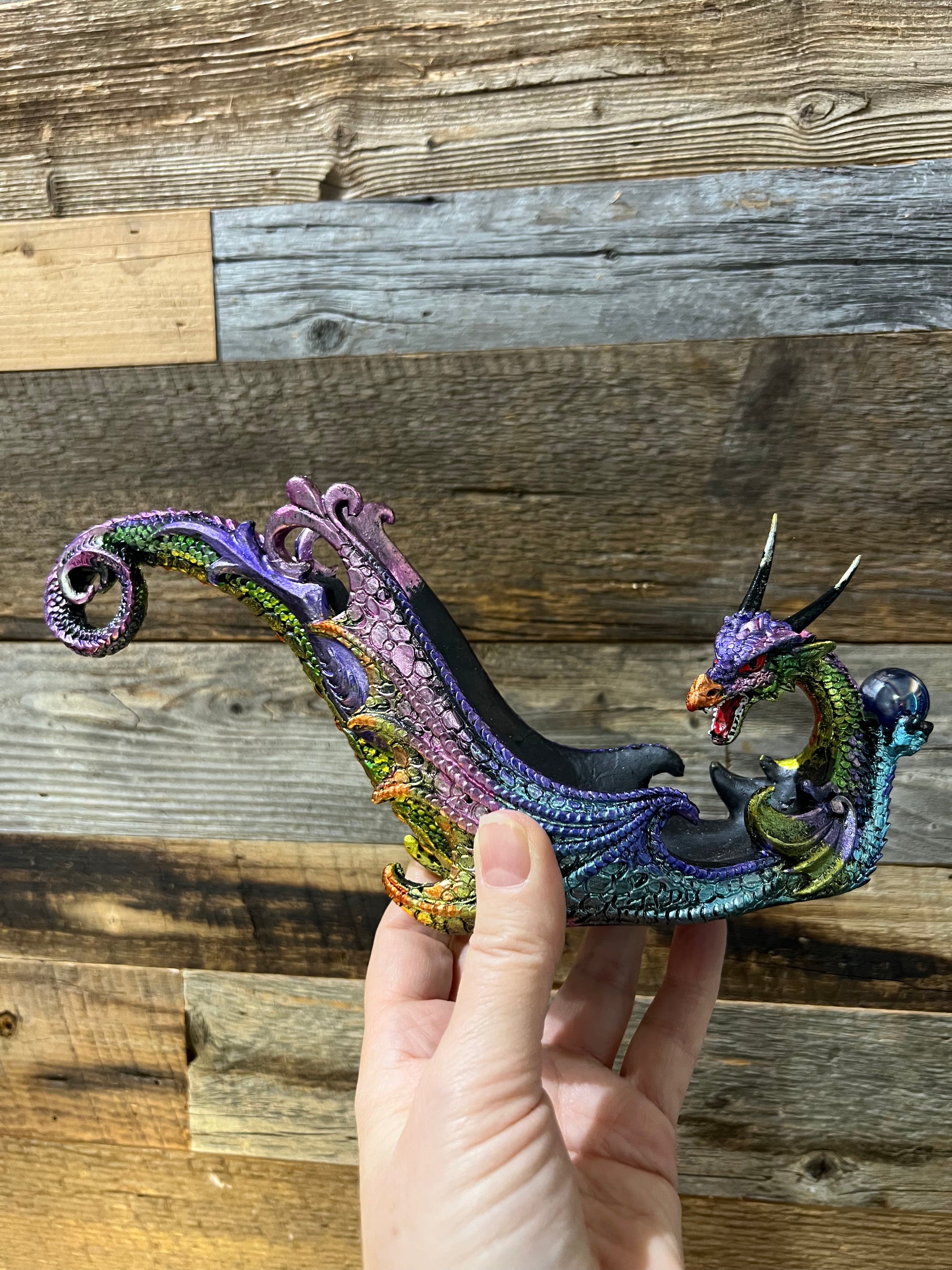 Incense Holder - Purple Dragon with Sphere