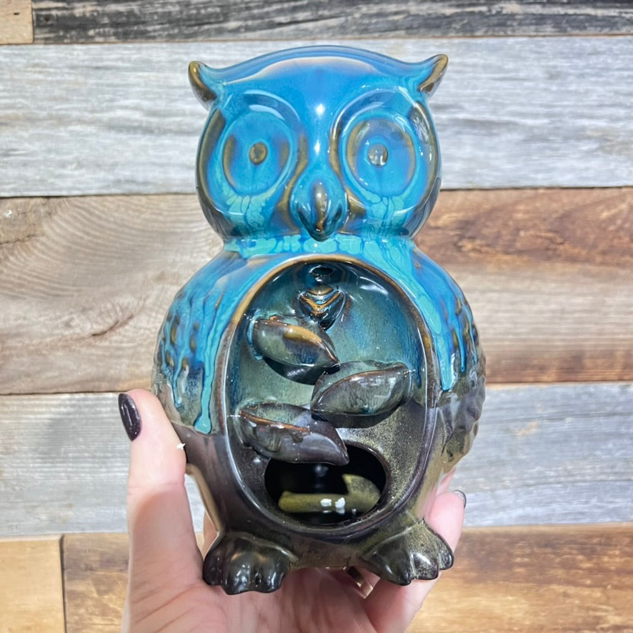 Backflow Incense Holder - Ceramic Owl 6.5"H