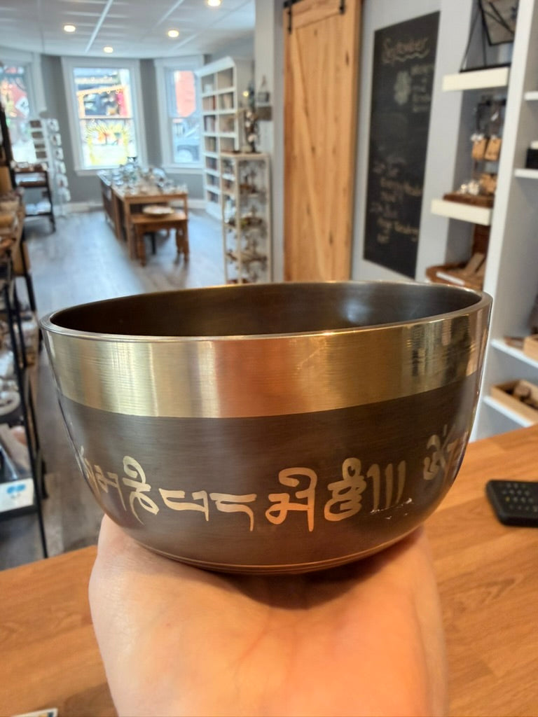 Singing Bowl  - Machine Etched Includes Wood Stick